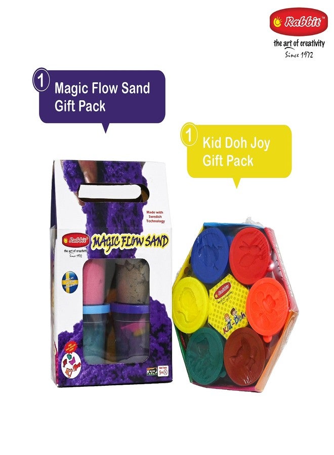Rabbit Magic Flow Sand Gift Pack 500g + Kid Doh Happy Pack | Play Clay Set for Kids with Tools | Play Sand for Kid | Safe & Non Toxic | Clay Dough | Age 3+ - Image 3